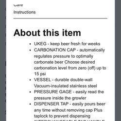 Ukeg carbonated growler