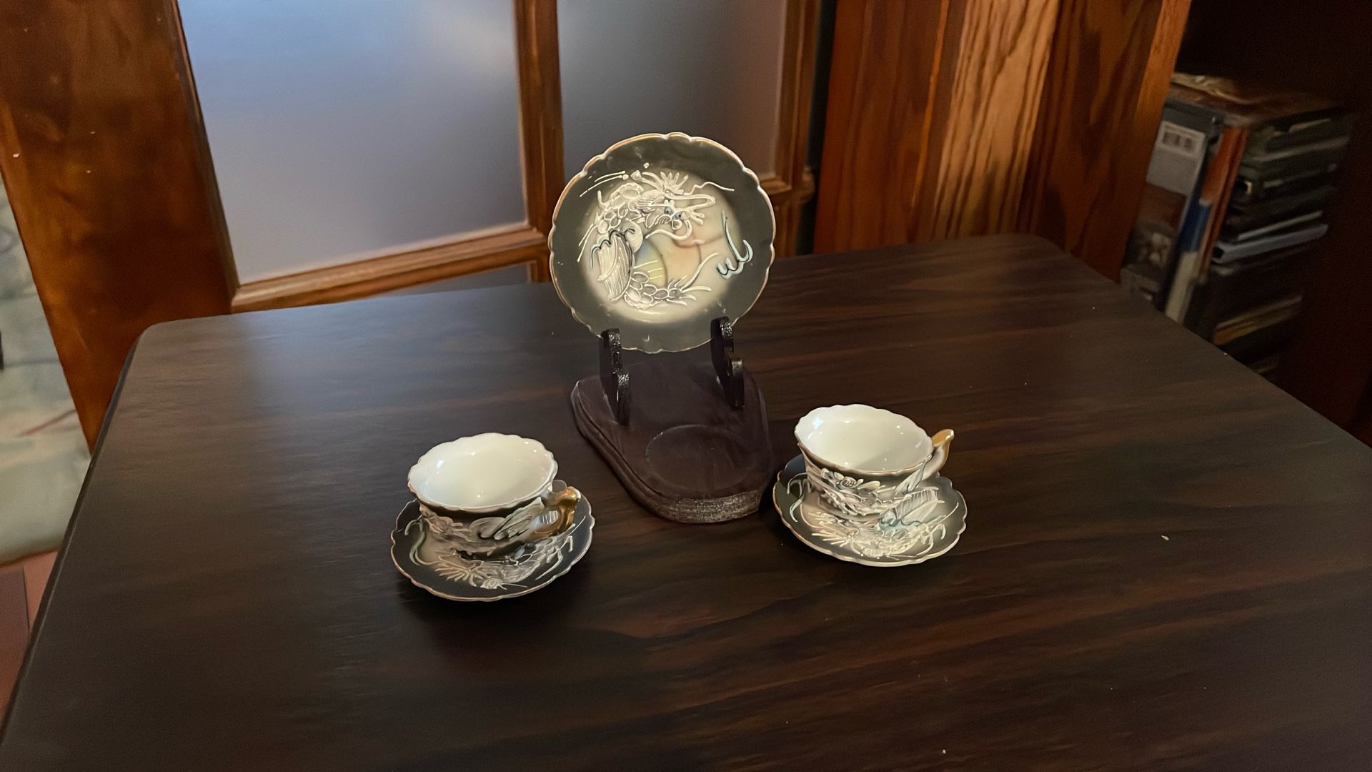 Vintage Made In Japan Porcelain Mini Coffee Cups W Saucer