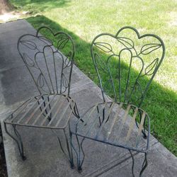 Set 2 collector's metal patio chairs - $165