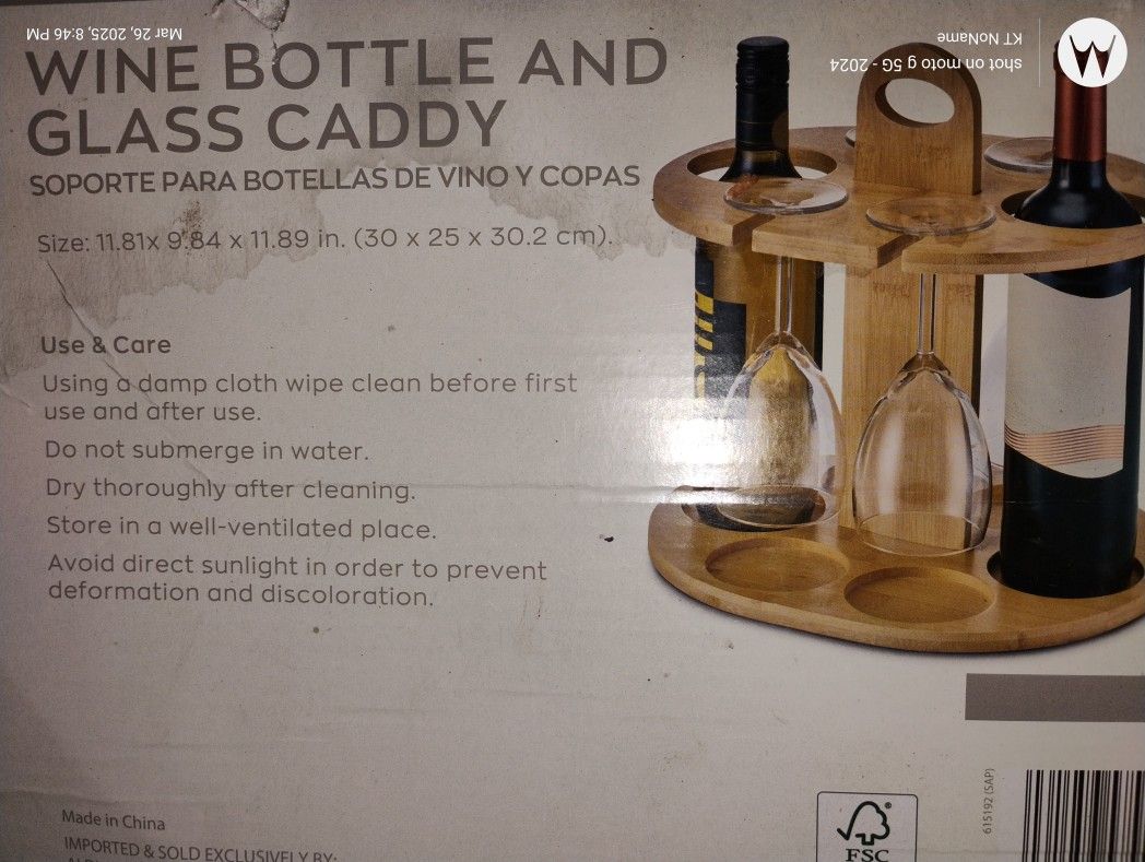 NEW** Wine Bottle And Glass Caddy