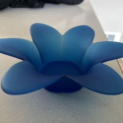 Blue 💙Frosted Glass Flower Petal Votive Candle 🕯️ Holder 