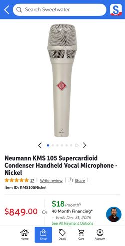 Neumann KMS 105 Supercardioid Condenser Handheld Vocal Microphone - Nickel