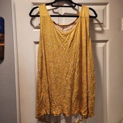 A.n.a Woman Sleeveless Ruched Tunic Top Yellow Polka Dot Size 2X
