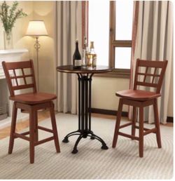 LUCKY ONE Red 24.5-in H Tall Swivel Wood Bar Stool