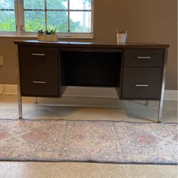 Mid century Metal Desk With Chrome Hardware