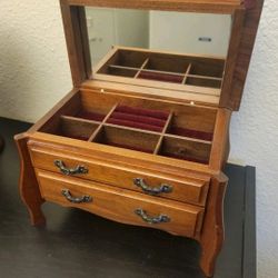 vintage wood jewelry box with drawers