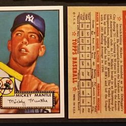 1952 Topps Mickey Mantle Re. Print 
