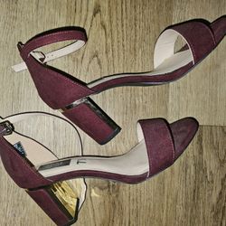 Burgundy Heels With Gold