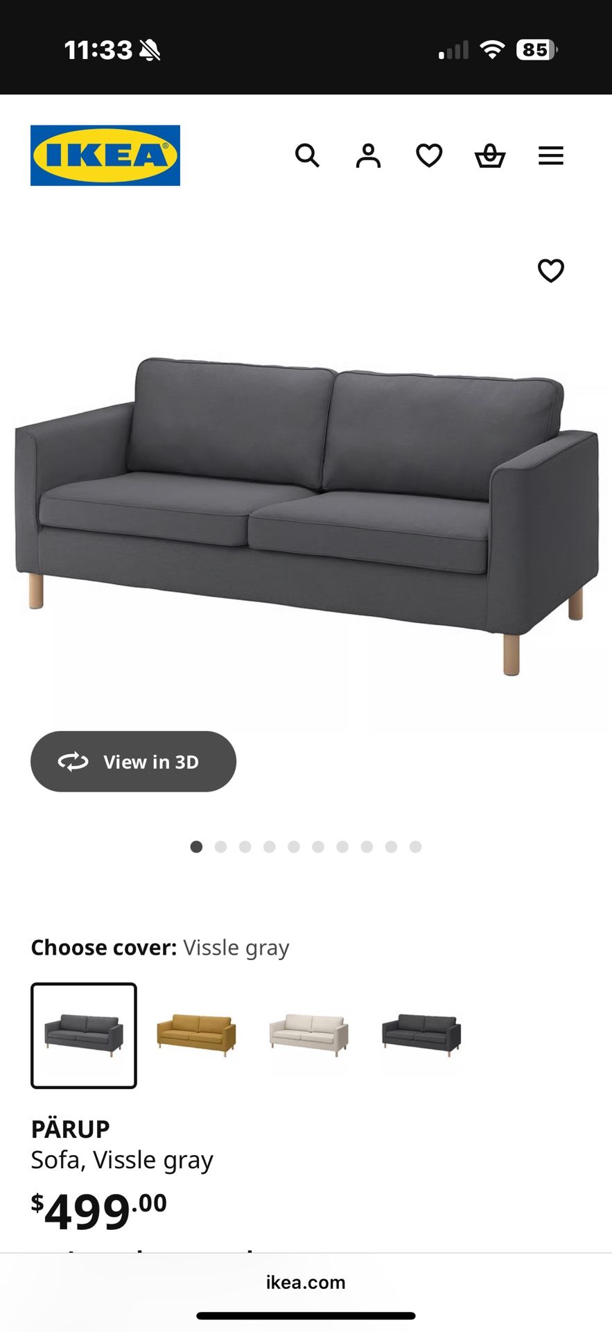 IKEA LOVESEAT PÄRUP Sofa, Vissle gray
