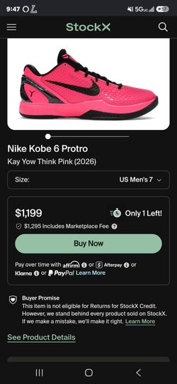 Kobe 6 Kay Yow size 7 men's, 8.5 Women's