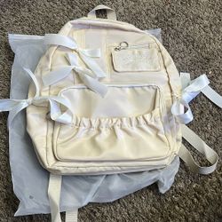 White Bow Backpack 