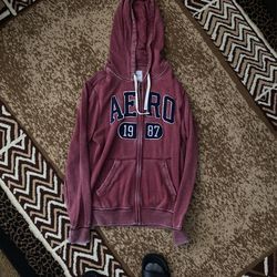 Aeropostale Hoodie Vintage Faded Red Size Medium