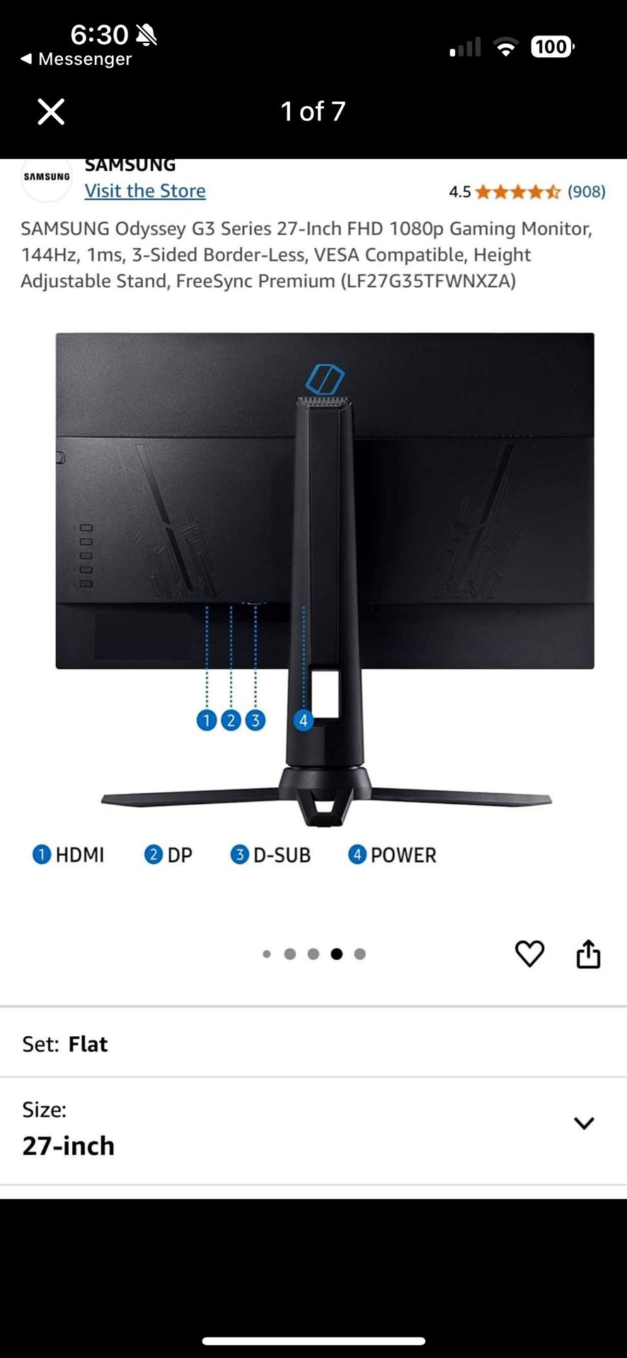 2 Essentially brand new Samsung Odyssey G3s 27 Inch
