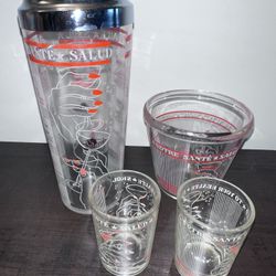 Vintage Hazel Atlas Bar Recipe Cocktail Barware Set Complete Rare 1950s Mid Century