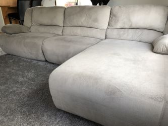 Steel gray sectional w electric recliners new less than 3 mos old