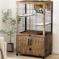 Rustic Wood Cat Condo / Cat Cage (Furniture Style)