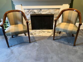 Pair of Upholstered Armchairs with Wood Frame