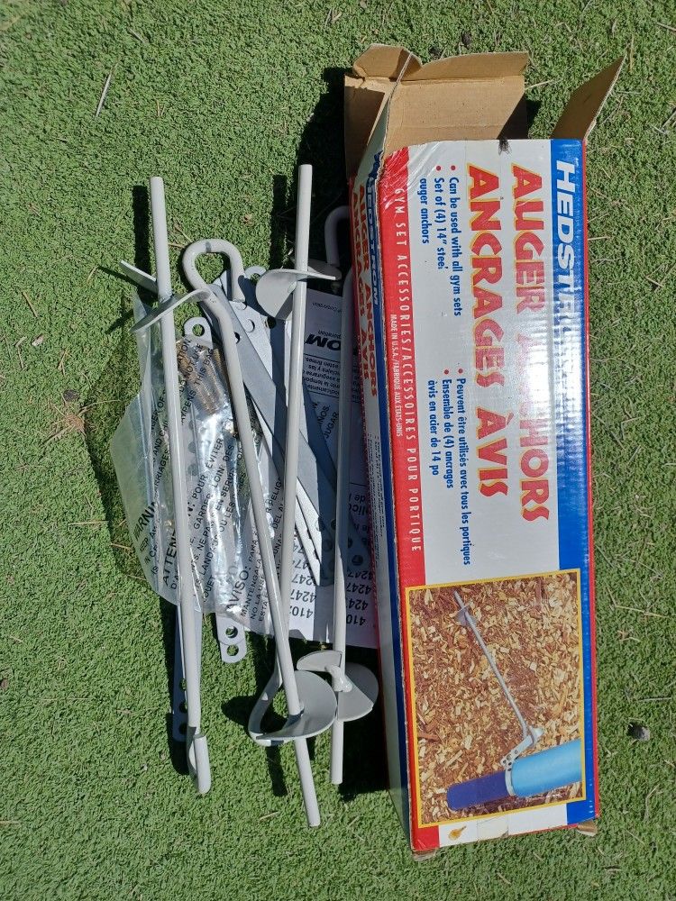 Headstrong Auger Anchors 4 PC Set For Swing Set Swingset Anchoring New In Box