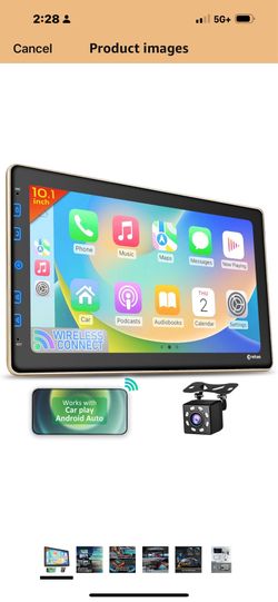 Double Din Car Stereo - 10"" Touchscreen Car Stereo with Bluetooth, Backup Camera, Car Audio, Car Radio - Compatible with Wireless CarPlay & Android A