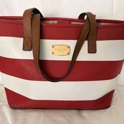 Michael Kors Red White Striped Tote Bag – Summer Style OBO