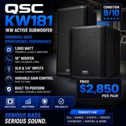 Pair of QSC KW181 Active Subwoofers