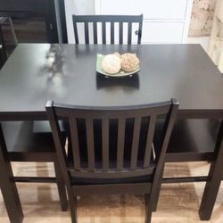 New 5 Piece Black Wood Dining Kitchen Set  