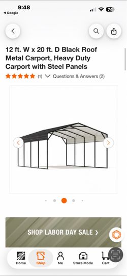 Lausaint  Home 12x20 ft Heavy Duty Metal Carport