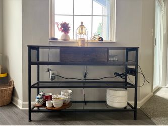 Rustic Industrial Kitchen Baker's Rack with Power Outlet Entryway table
