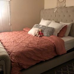 King Upholstered Sleigh Bed Frame