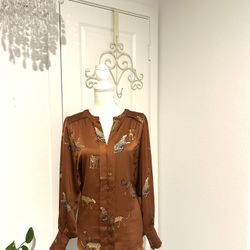 Womens Cheetah Print Long Sleeve Top