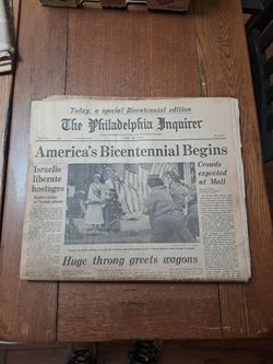 2 OLD July 4th 1976 NEWSPAPERS Bicentenial Party!