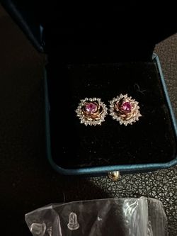 Earrings custom natural diamond,pink sapphire earrings