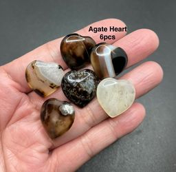 Agate Genuine Heart Shaped Stones 6pcs 23.2g Total
