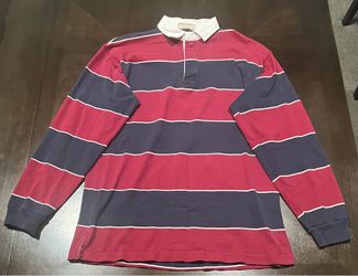 Country Cottons by Cross Creek Men’s L Long Sleeve Striped Rugby Polo Shirt