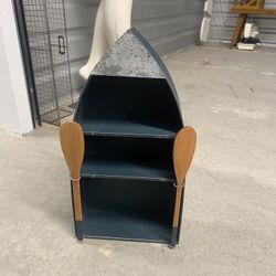 New GREAT PRIMITIVE DISTRESSED WOOD/TIN ROW BOAT SHELF Wall Decor