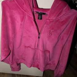 VS hot pink velour zip up hoodie 