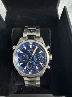 Bulova Marine Star Blue Chronograph Dial Stainless Men's Watch 96B256 Quartz