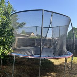 Trampoline with safety net
