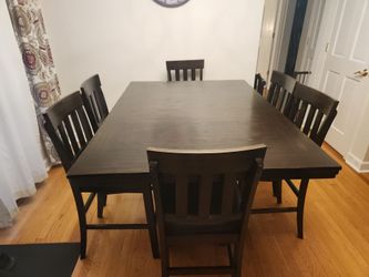 7-Piece Counter-Height Dining Set (Table & 6 Chairs) - Dark Finish
