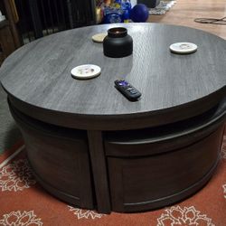 Circle Coffee Table W/storage Seats