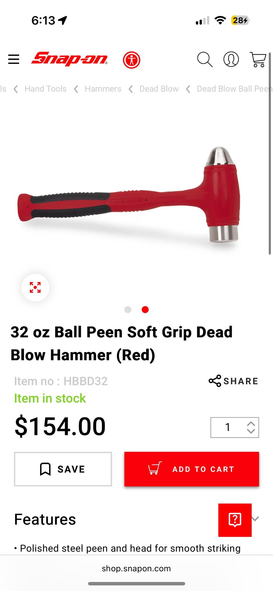 Snap On 32oz Blow Hammer