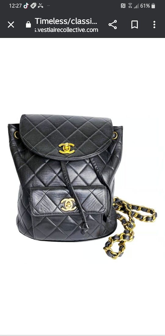 Vintage. Chanel Lambskin Backpack Purse