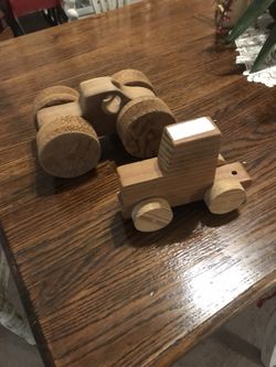 2 hand made wooden cars