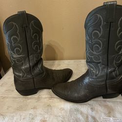 Nocona Leather Western Cowboy Boots Pull On On Gray Color Size 9 1/2 D