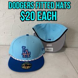 MLB New Era Los Angeles Dodgers Light Blue 59fifty Fitted Hats Size7 1/4, 7 1/2 And 7 5/8 