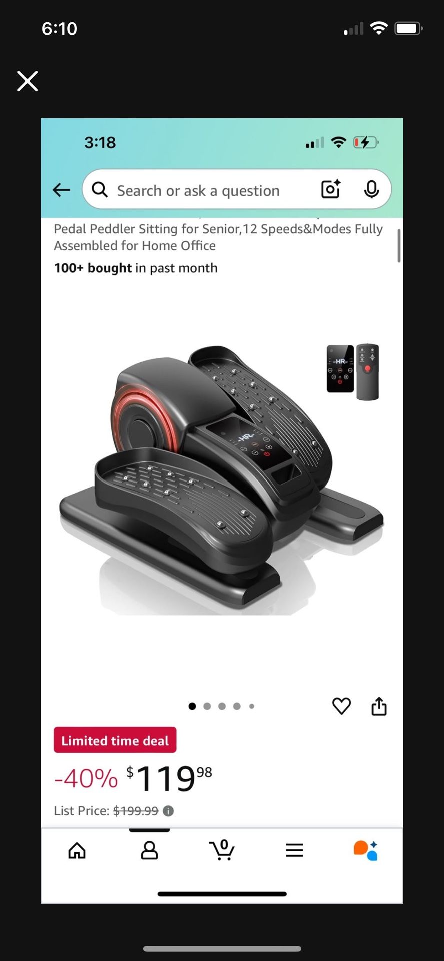 Under Desk Elliptical Machine, Leg Exerciser with Remote, 12 Speeds&Modes Fully Assembled Brand new, still in box