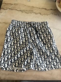 Oblique Pattern White/Black Swim Trunks / Shorts"