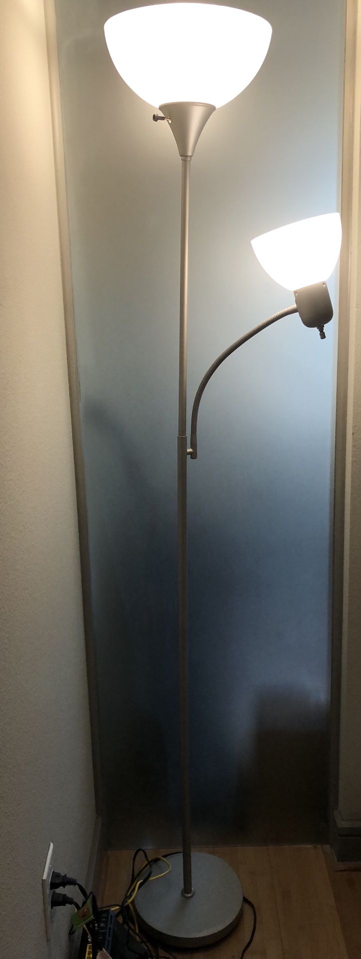 Silver floor lamp with reading light