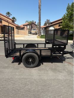 Utility Landscaping Trailer 5x8x1 with NEW PINK  in my name and NEW LED Lights with 5x4 ramp for easy loading landscape equipment