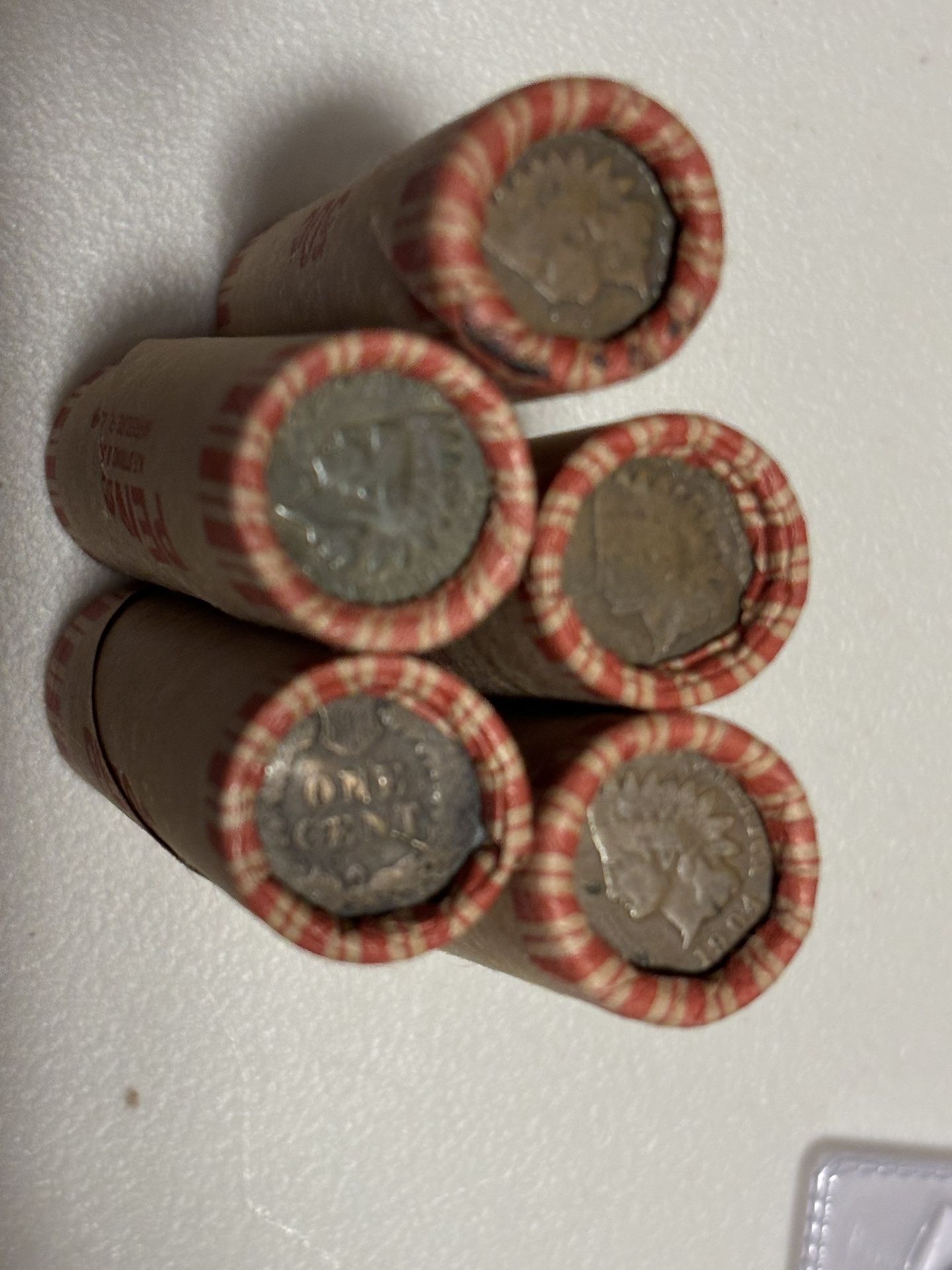 8 Total Rolls Of Wheat Penny Rolls With An Indian On Both  Ends OBW With Windows
